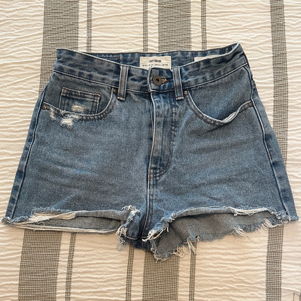 Cotton On Distressed Blue Jean Shorts